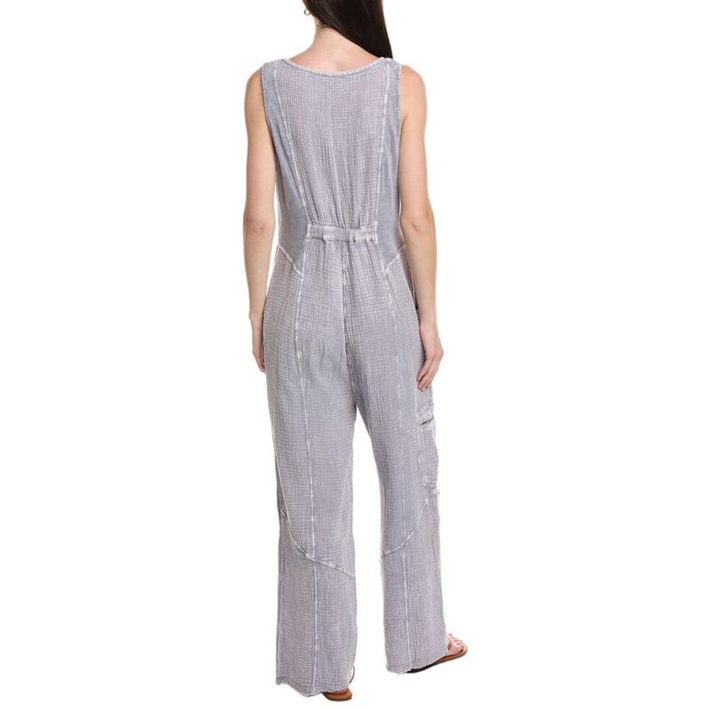 XCVI Light Gray Sleeveless Button-Front Jumpsuit - Picture 2 of 3
